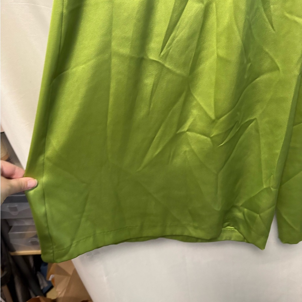 Zara Green Satin Wide Leg Pants Size XS - Picture 3 of 5